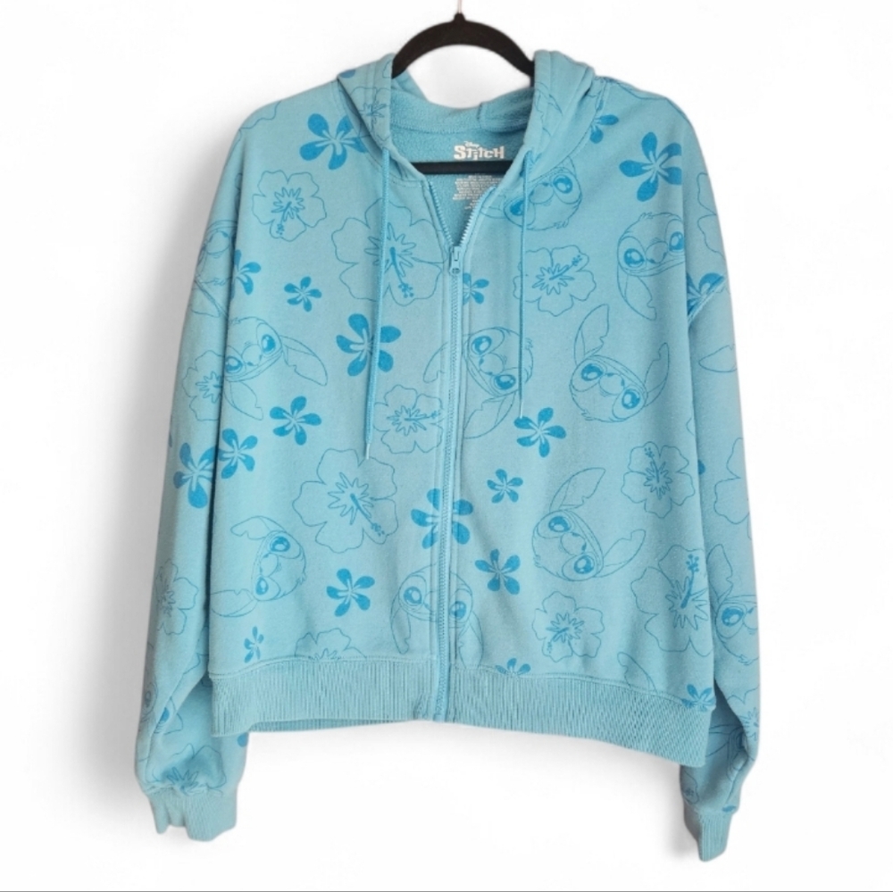 Disney Lilo & Stitch All Over Print Hibiscus Floral Zip-Up Hoodie